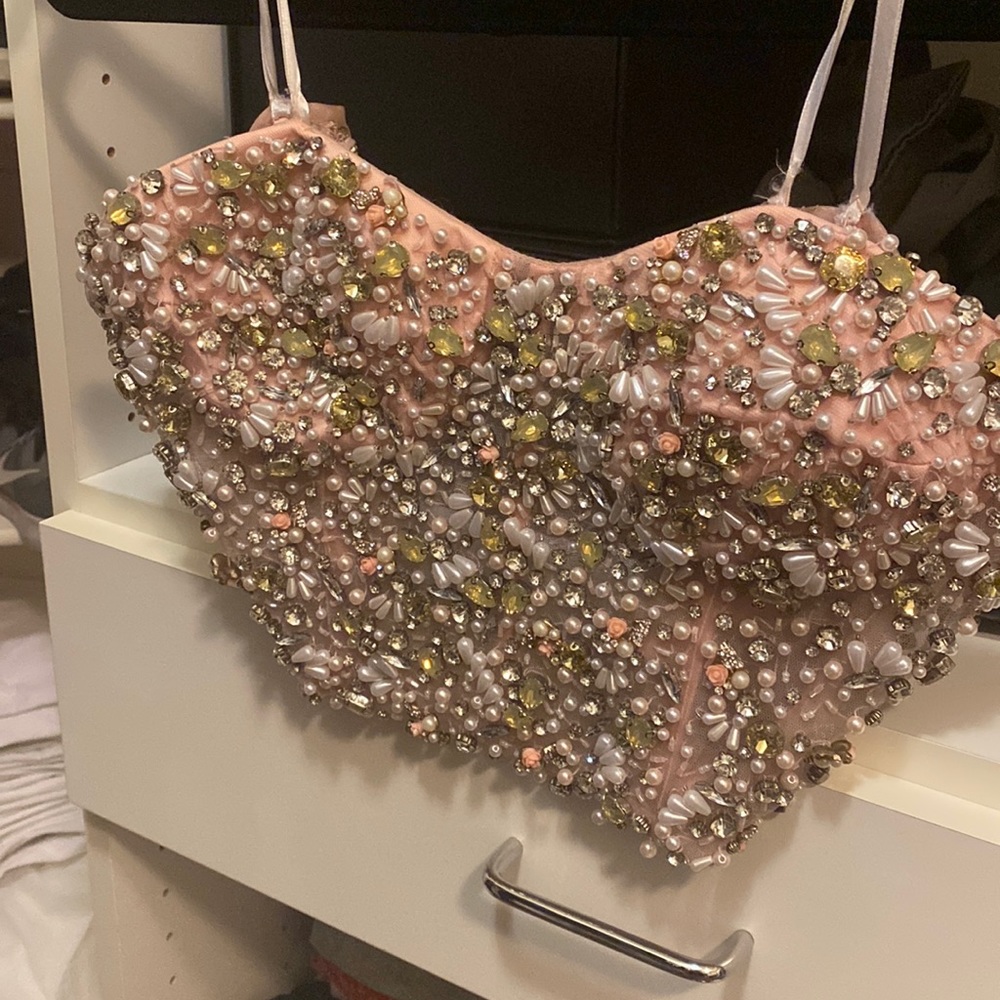 Beaded Custom Crop Top size XS